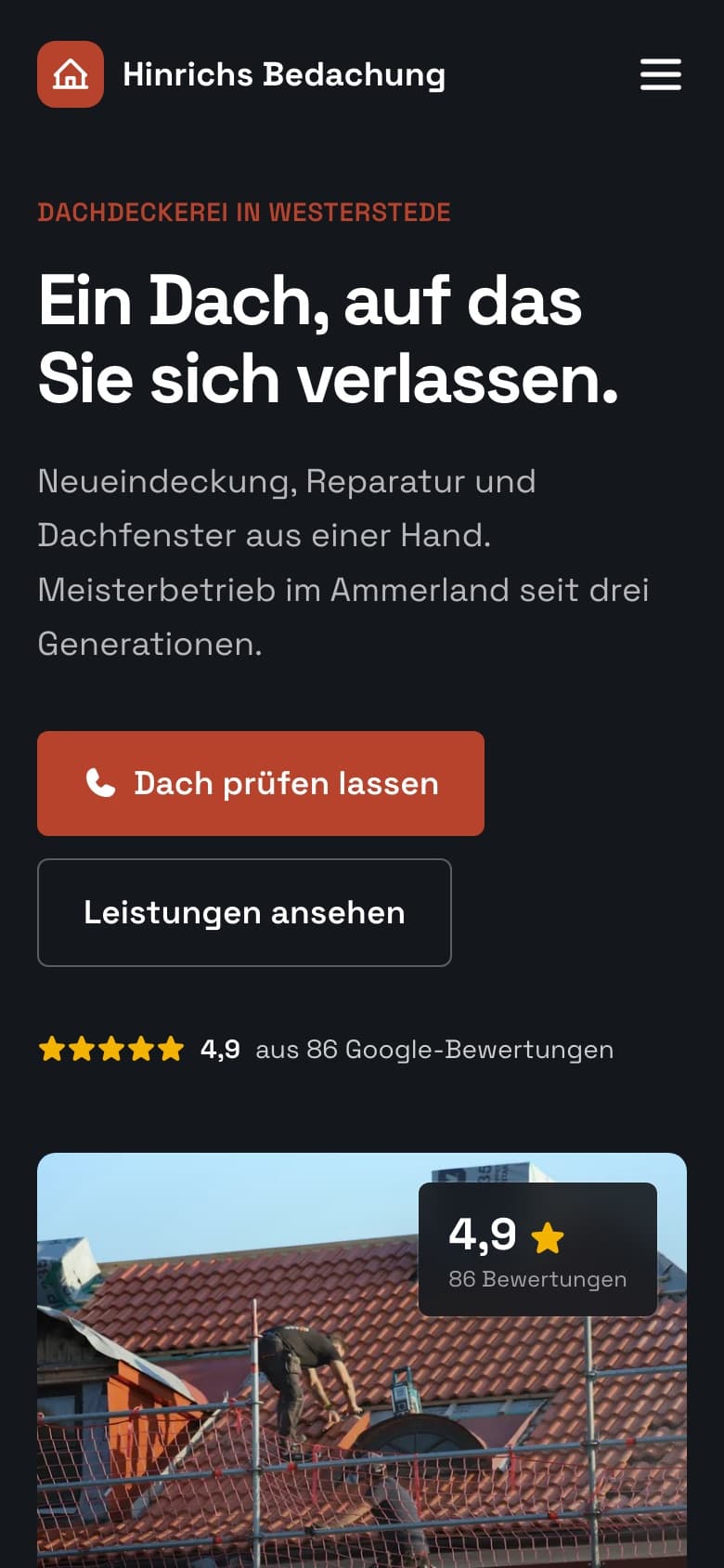 Entwurf für Hinrichs Bedachung, Dachdeckerei in Westerstede
