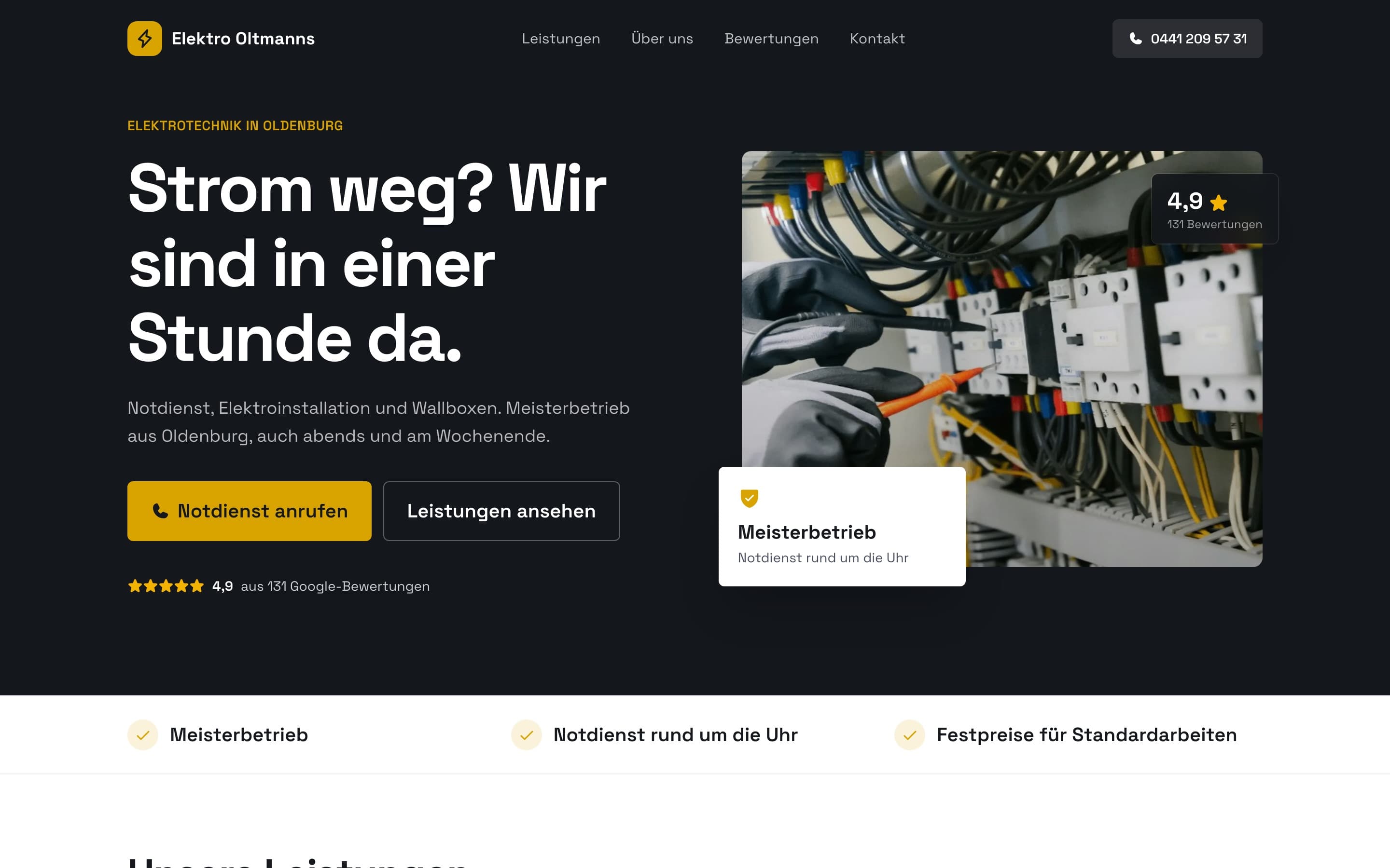 Entwurf für Elektro Oltmanns, Elektrotechnik in Oldenburg
