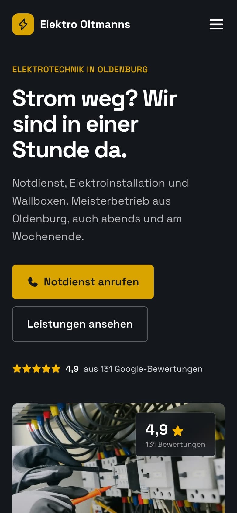 Entwurf für Elektro Oltmanns, Elektrotechnik in Oldenburg