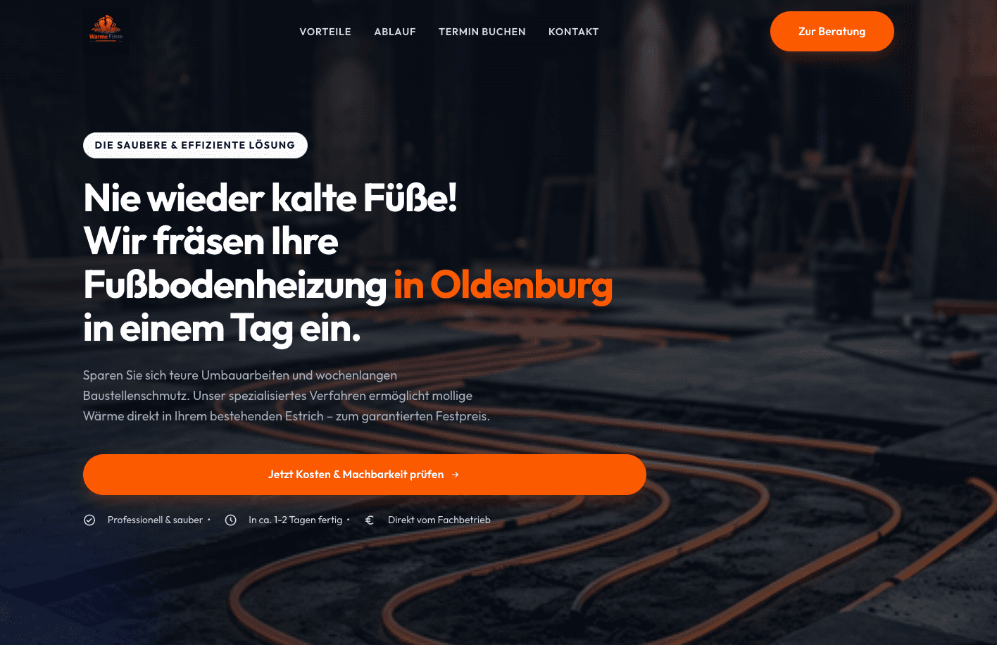 Warme Füsse Webseite Design